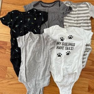 Bundle of neutral snap bottom onesies